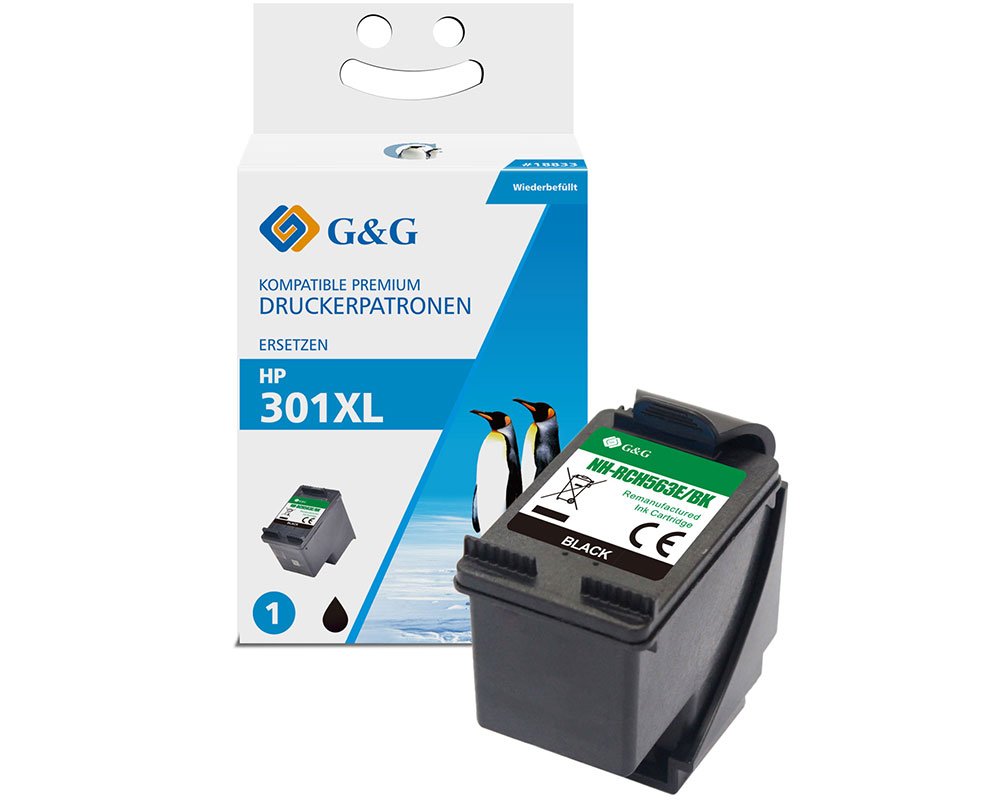 G&G XL-Druckerpatrone ersetzt HP 301XL/ CC563EE Schwarz