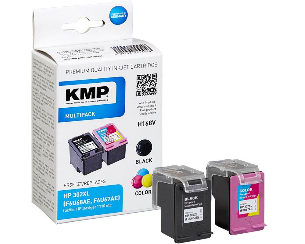 KMP Patronen H168V ersetzen HP 302XL Schwarz + Color