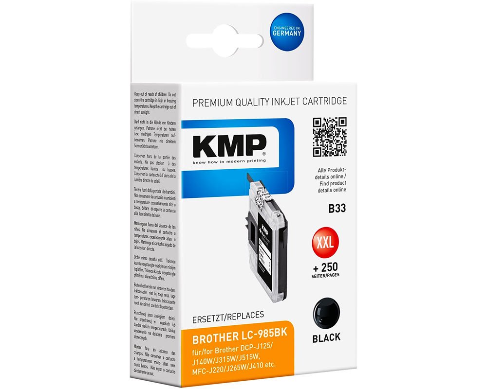 KMP B33 Tinte ersetzt Brother LC-985BK schwarz
