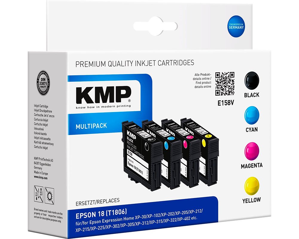 KMP E158V Multipack: 4 Tinten ersetzen Epson T1806