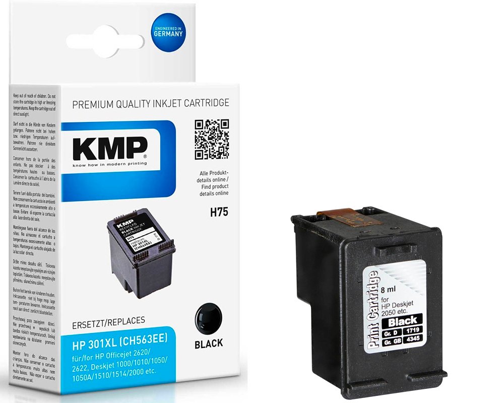 KMP Patrone H75 ersetzet HP 301XL schwarz