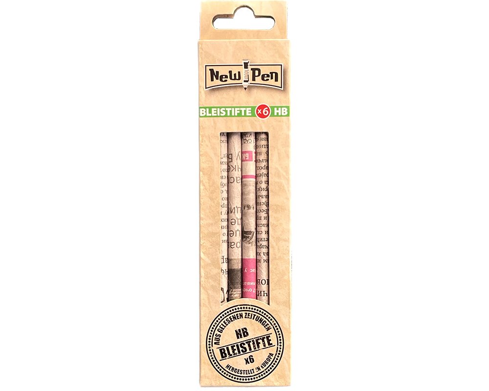 6 NewPen Bleistifte handgefertigt aus recyceltem Papier