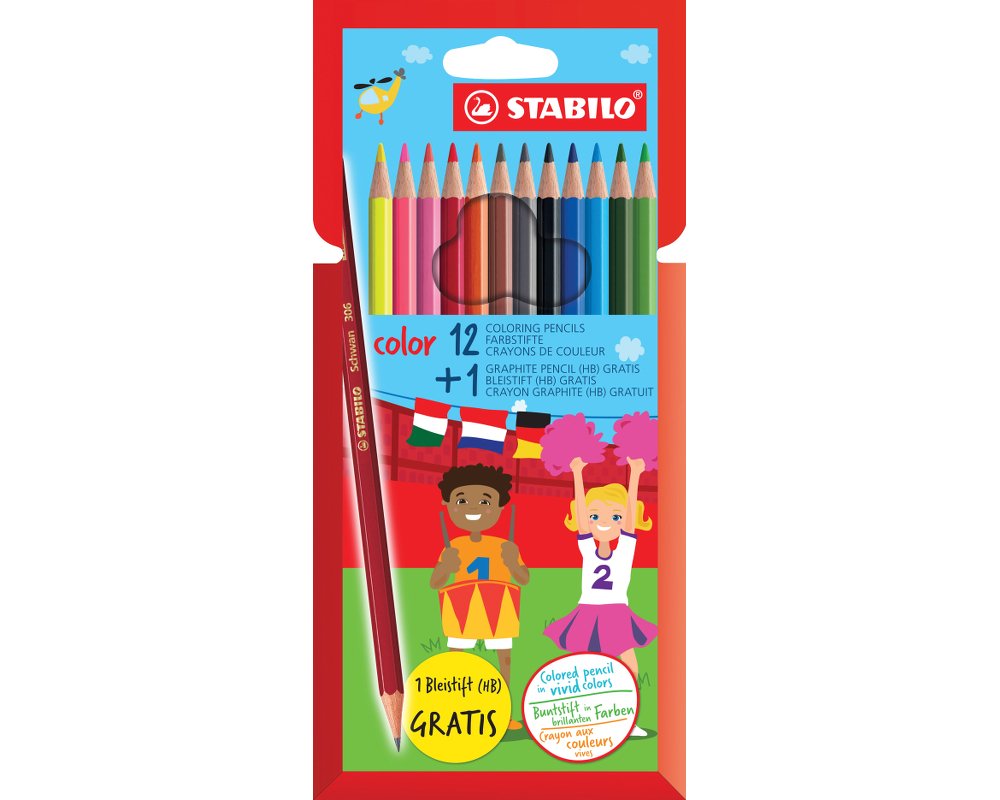 Buntstift STABILO color, 12 Stifte + 1 Bleistift