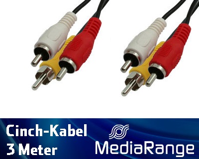 Cinch Kabel 3m 3xRCA für Audio und Video