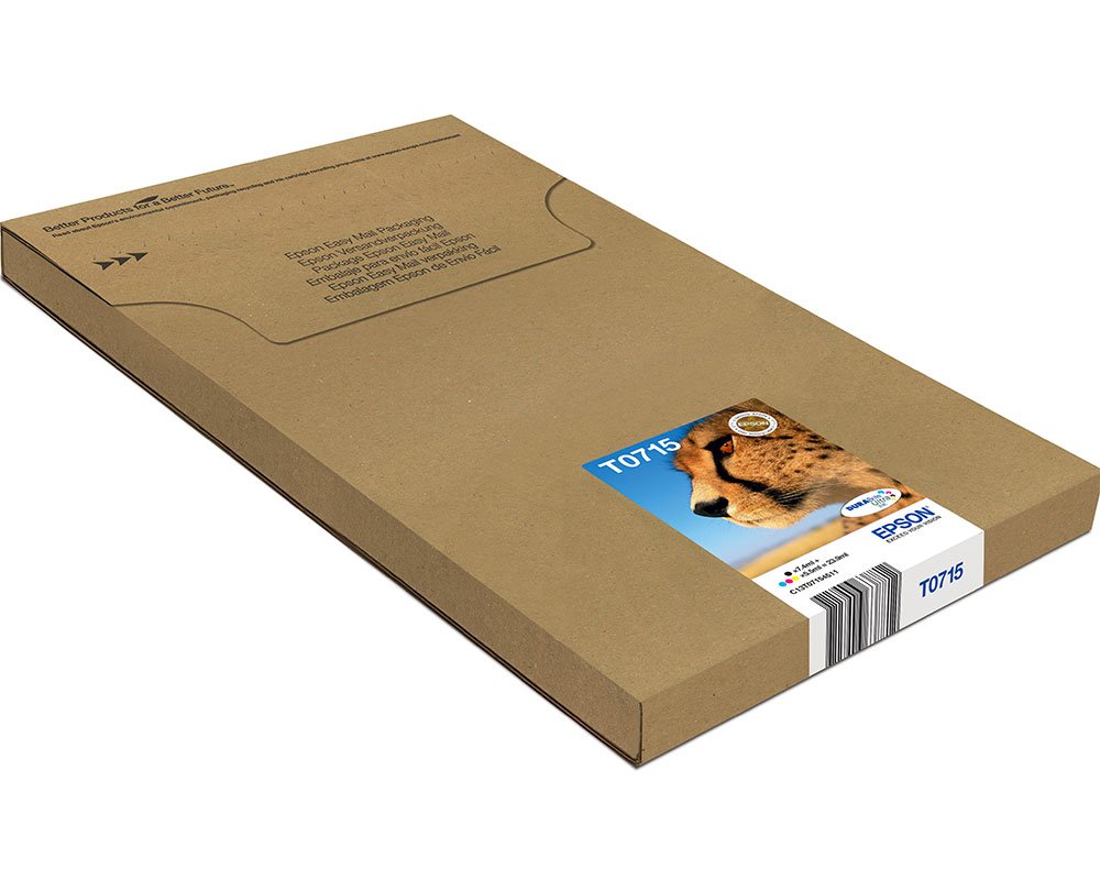 Epson Original Gepard Tinte T0715 Multipack (Easy Mail Packung): Schwarz, Cyan, Magenta, Gelb [modell]