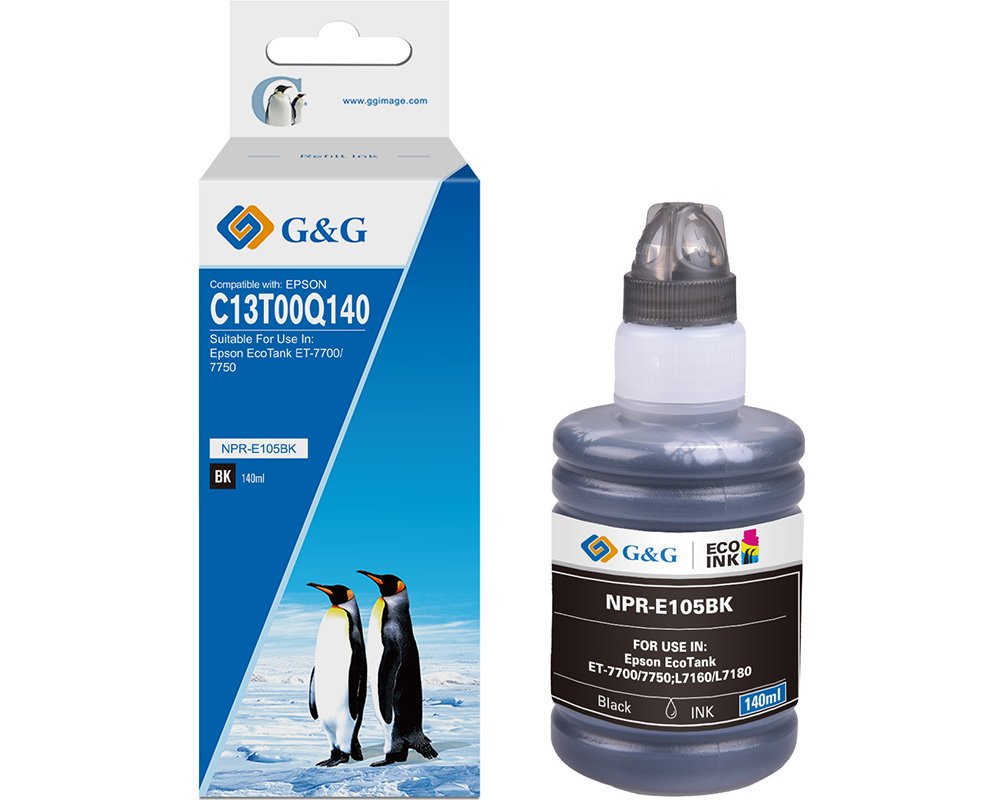 Kompatibel mit Epson 105/ C13T00Q140 Tinte EcoTank (140,0 ml) Schwarz [modell] - Marke: G&G