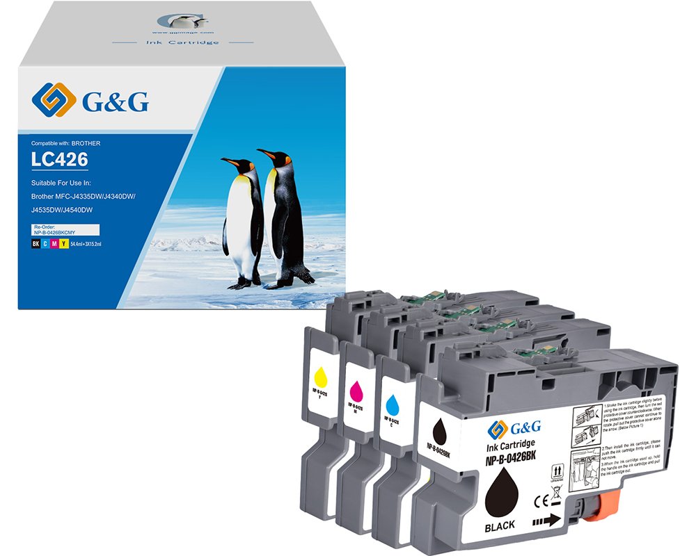 Kompatibel mit Brother 426 Druckerpatronen Vorteilspack LC-426VAL [modell] schwarz (3.000 Seiten), cyan, magenta, gelb (1.500 Seiten) - Marke: G&G