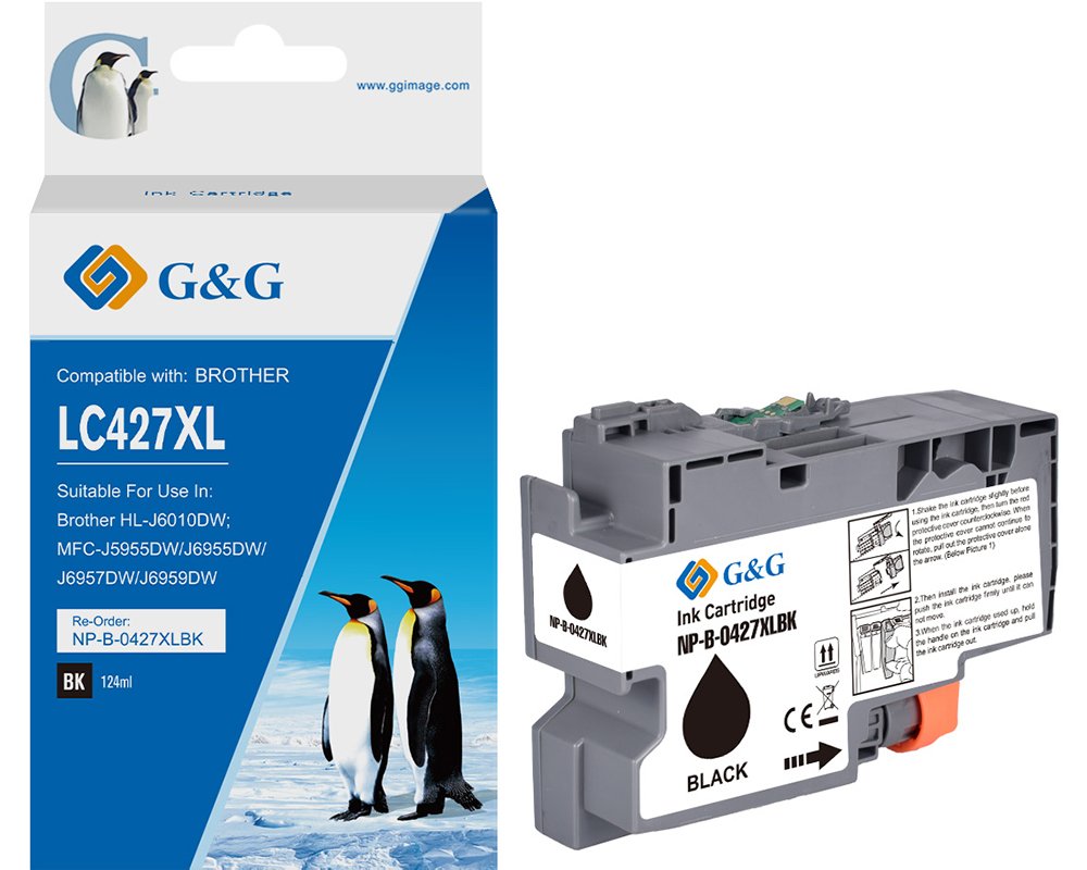 Kompatibel mit Brother 427XL Druckerpatrone LC-427XLBK [modell] schwarz - Marke: G&G
