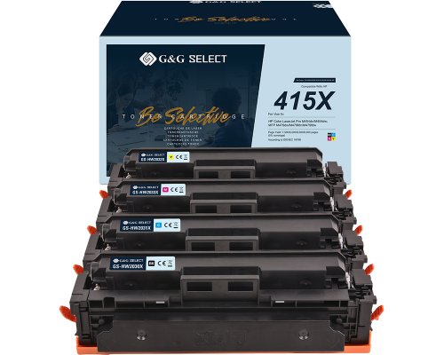 Kompatibel mit HP 415X / Kombipack (MIT CHIP und Füllstandanzeige) XL-Premium-Toner Schwarz, Cyan, Magenta, Gelb [modell] - Marke: G&G Select